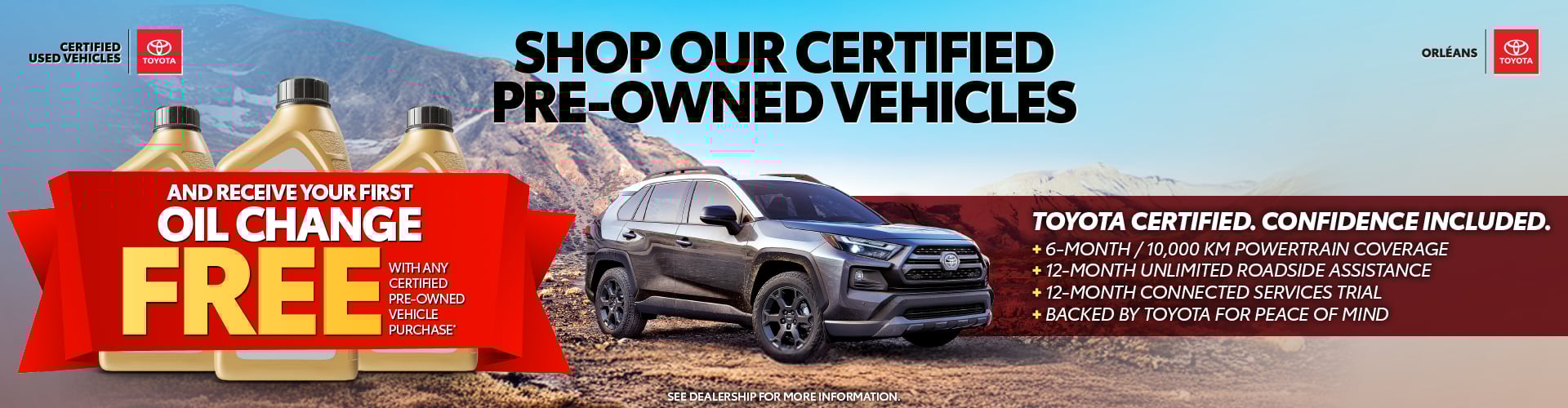 Toyota certified used vehicle at Orleans Toyota